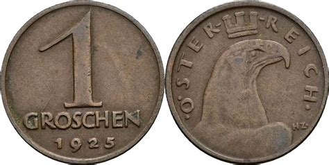 Österreich 1 Republik 1 Groschen 1925 MA Shops