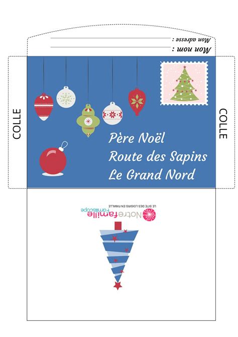 Enveloppe à imprimer pour écrire au Père Noël Thème sapin de Noël