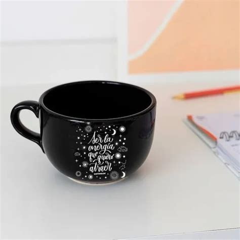 Tazón Taza Grande Frase Negro Cerealero Cerámica Oferta MercadoLibre