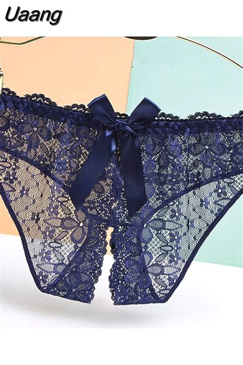 Uaang Women Sexy Panties Exotic Open Crotch Panties Thong Erotic Lingerie Female Briefs Lace