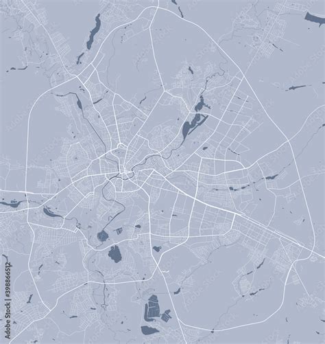 Detailed map of Kharkiv city, linear print map. Cityscape panorama ...