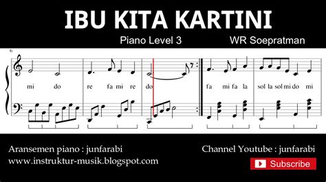 Ibu Kita Kartini Not Balok Piano Level 3 Lagu Wajib Nasional Youtube