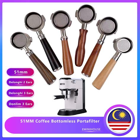 Espresso Coffee Machine Naked Portafilter Stainless Steel Wood Handle