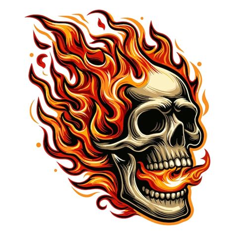 Premium Vector Flaming Skull Vector Illustration On White Background