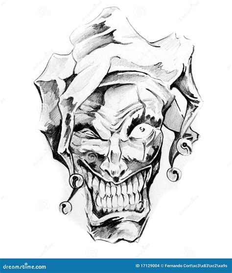 Sketch Of Tattoo Art, Clown Joker Stock Images - Image: 17129004