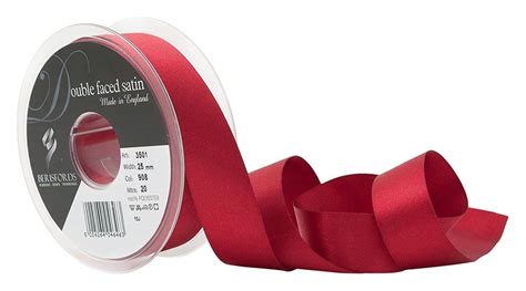 25mm Scarlet Berry 908 Newlife Satin Ribbon 20m Roll 100 Recycled