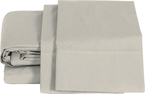 100 Cotton Percale Sheets Queen Size Silver Deep Pocket 4 Piece 1 Flat 1 Deep