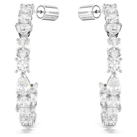 Mesmera Hoop Earrings Mixed Cuts White Rhodium Plated Swarovski