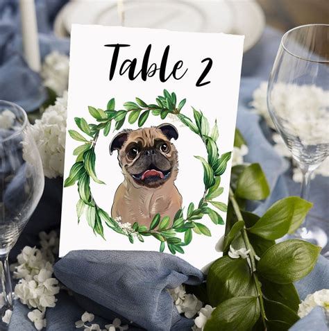 Dog Table Numbers Wedding Printable Table Numbers Wedding Etsy