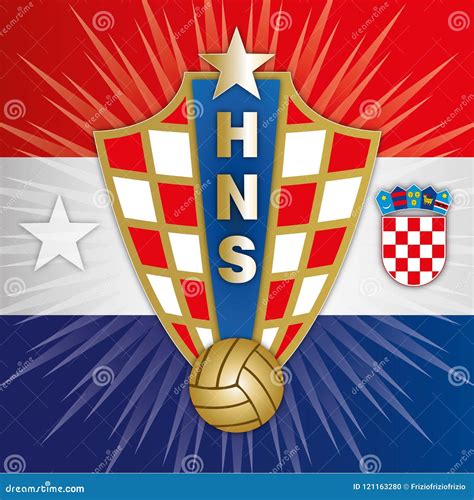 Drapeau De La Croatie Avec Le Joint Hns Et Les Symboles Image éditorial