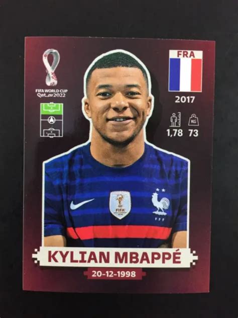 Kylian Mbappe Sticker Panini World Cup Qatar Orange Fra Eur