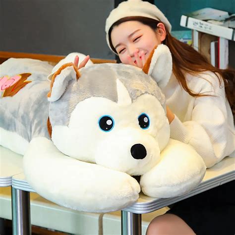 Pop Jumbo Animal Husky Plush Toy Large Dog Doll Cute Husky Sleeping