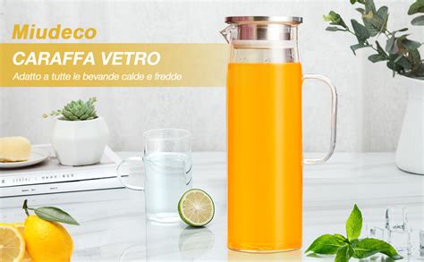 Miudeco Caraffa In Vetro 1 5 Litri Brocca Acqua Vetro Con Cperchio