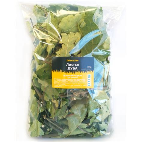 Зеленый рацион листья дуба для грызунов 100г Zelena Zoo от продавца ...