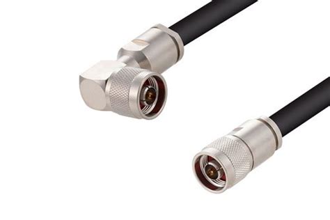 N Male To N Male Right Angle Cable Using RG214 Coax LF Solder