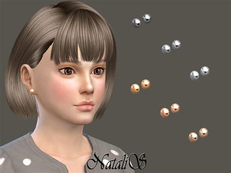 The Sims Resource Natalischild Metal Ball Stud Earrings