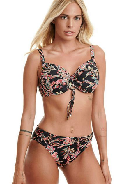 Erka Mare 2250311 Set Bikini Floral Τριγωνάκι Με Ενίσχυση Μαύρο