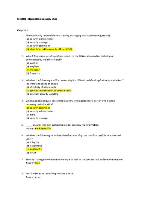 Information Security Awareness Quiz Questions And Answers Fi