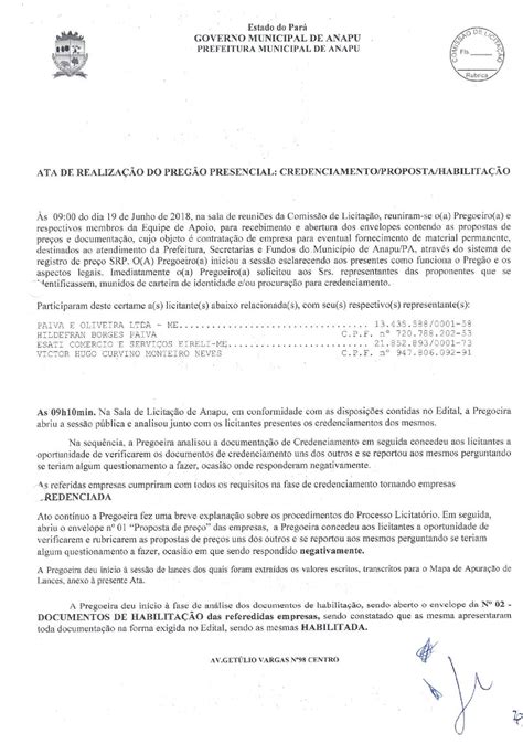 Atas De Sessoes De Julgamento Prefeitura Municipal De Anapu Gest O