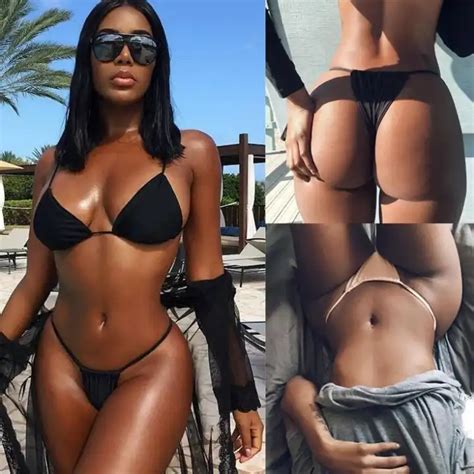 D Custom Hot Sexy V Neck Black Bathing Suit String Bikini Swimwear Girl Mini Bikini Beachwear