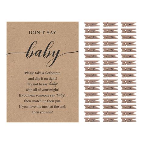 Baby Shower Clothespin Game Don T Say Baby Game For Etsy