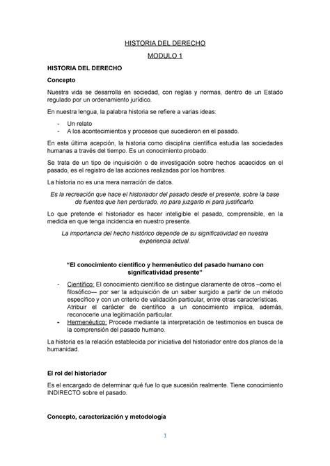 Historia DEL Derecho Resumen Modulo 1 Y 2 HISTORIA DEL DERECHO