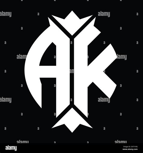 Ak Logo Monogram Shield Leaf Crown Element Design Template Stock Photo