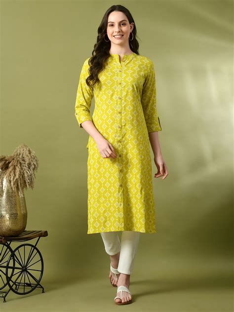 Buy Vidhani Floral Printed Mandarin Collar Three Quarter Sleeves Pure