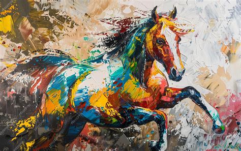 Premium Photo | A painting of abstract oil Art painting gold horse