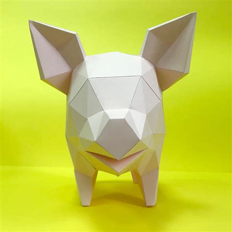 Papercraft Piggy Bank Pdf Template Diy Paper Low Poly Pig D Etsy