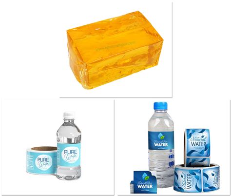 Pressure Sensitive Hot Melt Adhesive Glue For Pet Water Bottle Label Bonding With Plastic Labels