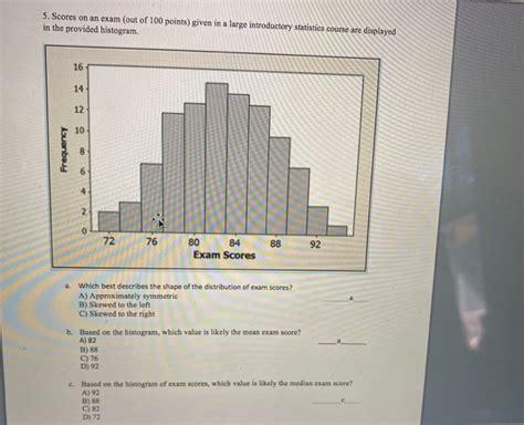 Solved 5 Scores On An Exam Out Of 100 Points Given In A