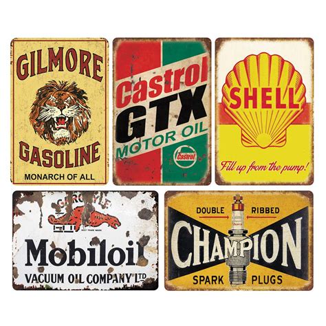 Buy PEI's Set of 5 pcs Retro Vintage Tin Metal Sign, Motor Oil Signs ...