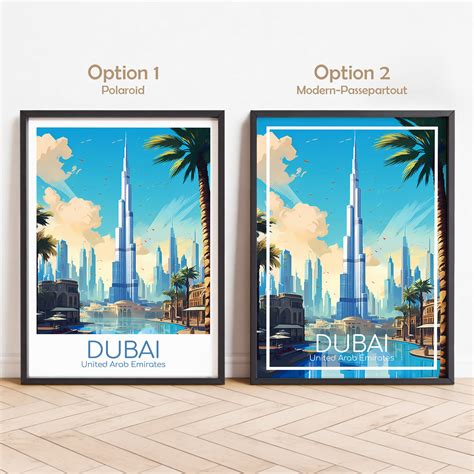 Dubai Travel Poster Dubai Poster Wall Art United Arab Emirates Vintage