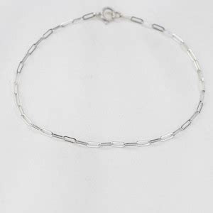 K White Gold Paper Clip Chain Bracelet K Gold Mm Paper Clip