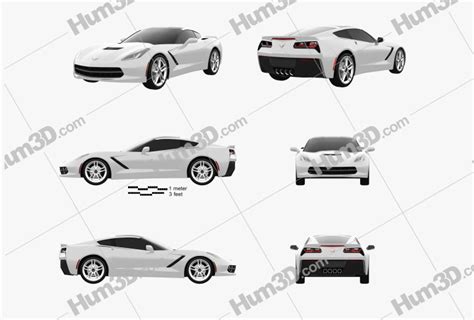 Chevrolet Corvette Stingray C7 Coupe 2017 Blueprint Template 3dmodels