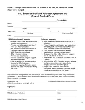 Fillable Online Od Msue Msu Form Msu Extension Staff And Volunteer