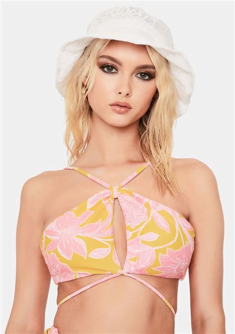 Power 2 The Flower Golden Fleur Maggie Crossover Bikini Top In 2022