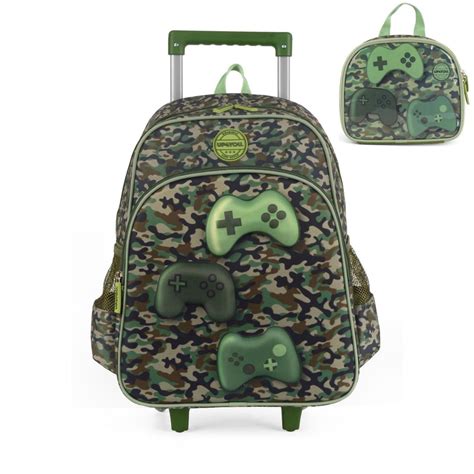 Kit Mochila De Rodinhas Lancheira Luxcel Game Up You Verde Submarino