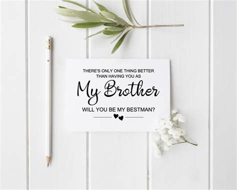 Best Man Proposal Card For Brother Will You Be My Best Man Invite For