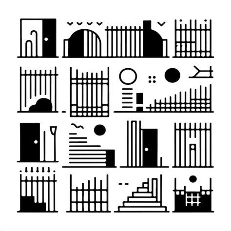 Minimal Vector Gates And Fences Set Silhouette Vector Premium Ai