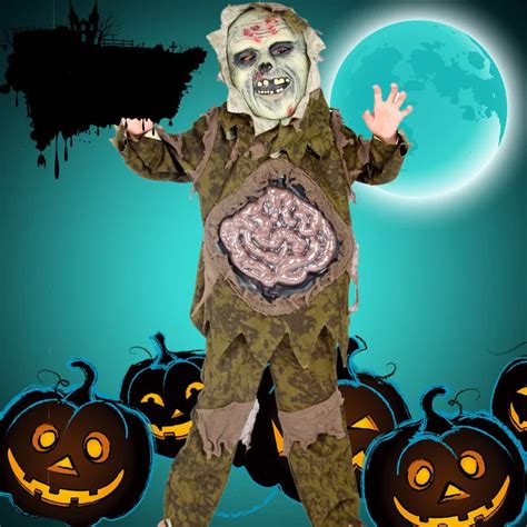 Halloween Costumes For Kids Cosplay Zombie Scary Intestines Mask Stage Outfits For Children Set ...