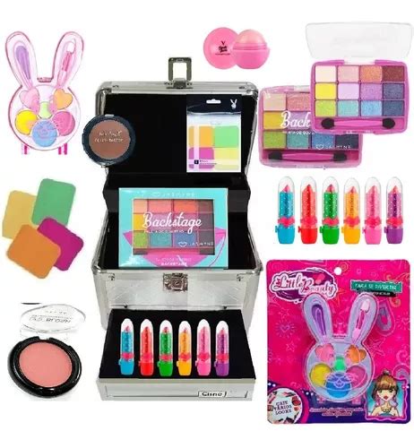 Maleta Kit Maquiagem Infantil Sombras Batom Blush Brilho E Frete grátis