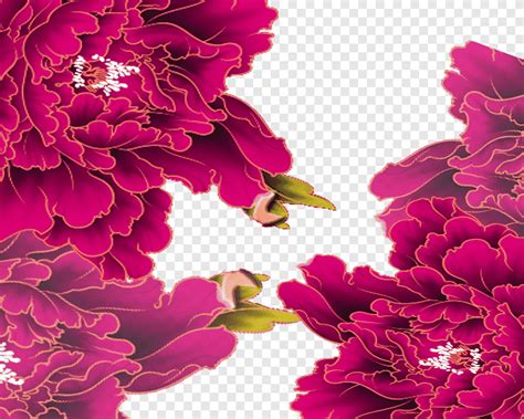 Moutan Peony Floral Design Big Peony Chinese Wind Pattern Purple