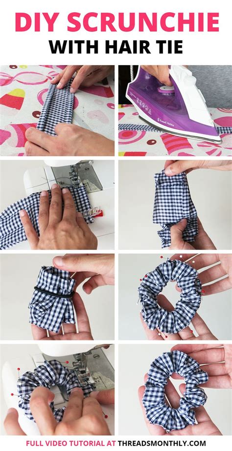 How to Make Scrunchie with Hair Tie - EASY Way | Sewing DIY for Beginners | Hair ties, Diy hair ...