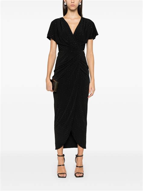 Nissa Crystal Embellished Midi Dress Black Farfetch