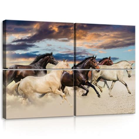 Alpen Home 4 Tlg Leinwandbilder Set Galoppierende Mustangs Wayfair De