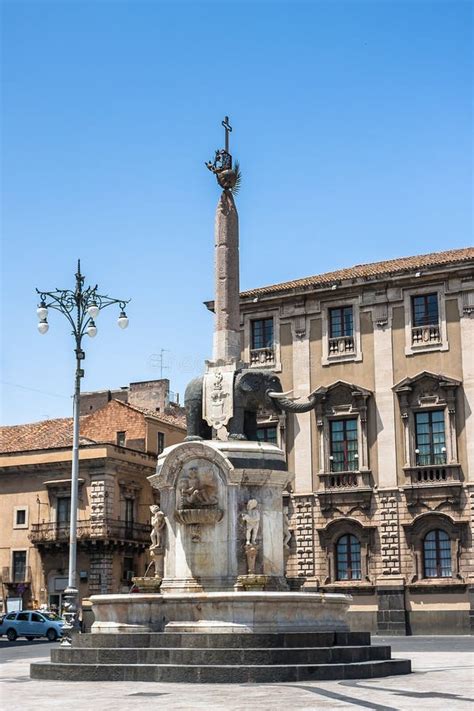 Piazza Del Duomo In Catania Elephant Statue And Cathedral Of Santa