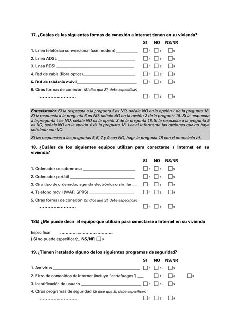 Modelo De Encuesta Del Ine Sobre Equipamiento Y Tic Pdf