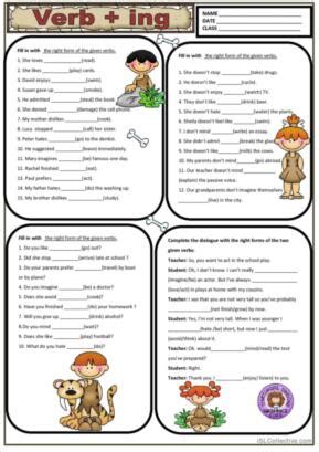 Verbs Ing Worksheet General Gramma English Esl Off